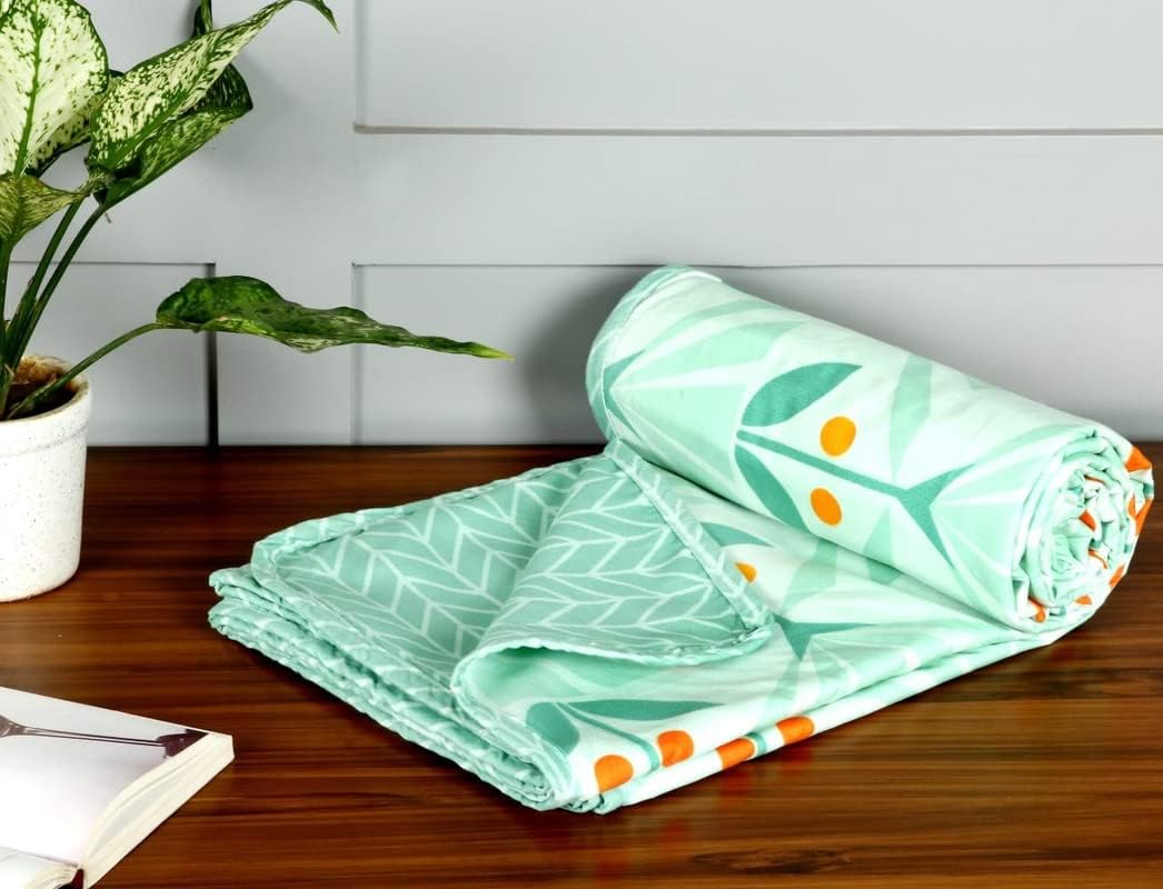 VAS COLLECTIONS® 120 GSM Premium Cotton Printed Dohar/AC Blanket for Single Bed Size (60 x 86 inches) |Ultrasoft & Lightweight |Single - 152x220 cms-Grey Blue & White