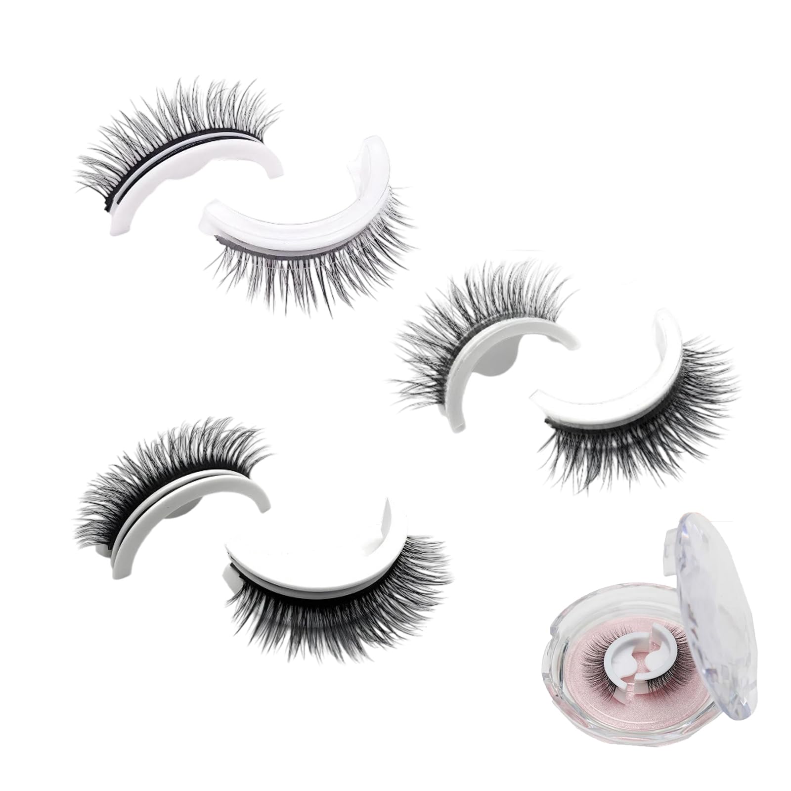 Self-Adhesive Eyelash Extensions, Reusable Self Adhesive Eye Lashes, Waterproof False Eyelashes, Natural Look, No Glue, Easy to Wear and Remove (Thick