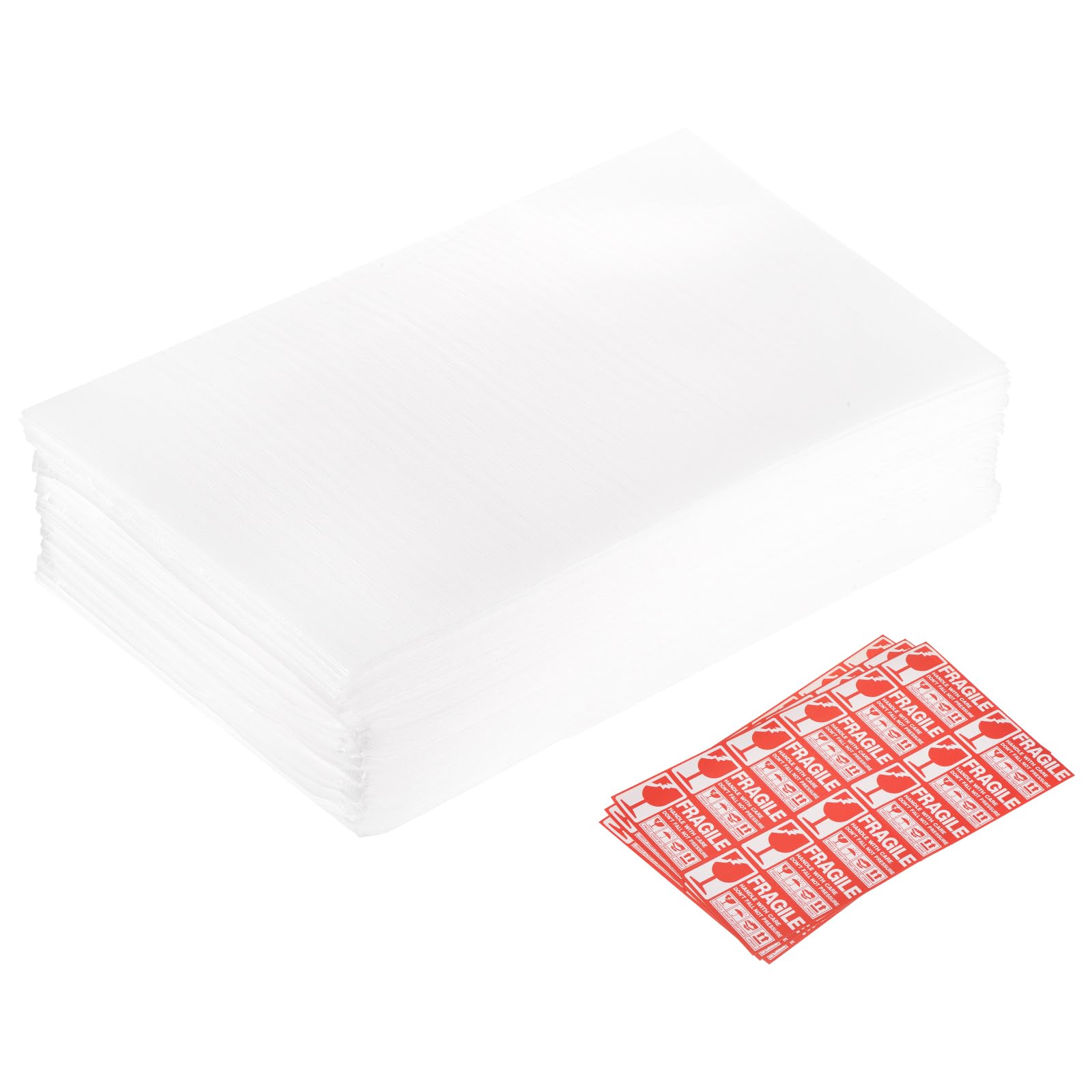 sourcing map Foam Packing Pouches, 50pcs 16x20 Inch Wrap Bubble Pouches Cushion Foam Packing Supplies White with 36 Fragile Tags for Dishes Furniture Glasses Cups Moving Storage