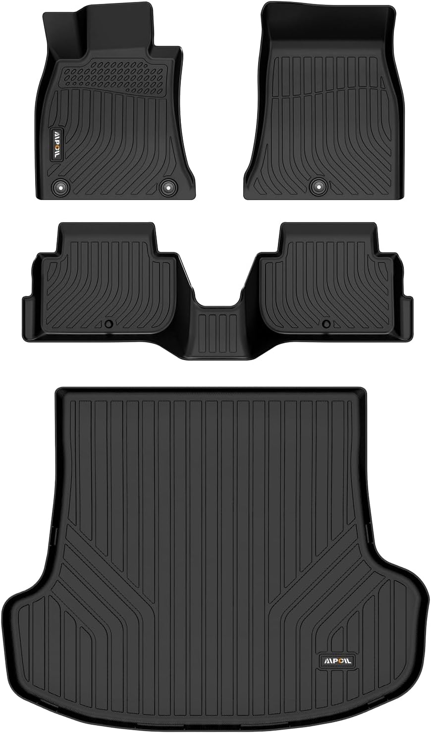 AIPOIL®-Floor Mats Custom for Kia Stinger RWD Models 2018-2023 | Fits 1st & 2nd Row | TPE All Weather Protection Heavy Duty Non-Slip Automotive | Full Set Floor Liners Accessories, Black Stinger rwd 2018-2023 set