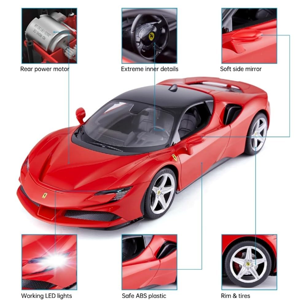 Interaktywny Pojazd Autko Ferrari SF90 Czerwony Model 1:14 Rastar Samochód Zdalnie Sterowany Pilot dla Dzieci Chłopców