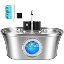 Wireles Cat Water Fountain, 108oz/ 3.2l Automatic Cordless Pet Fountain, Stainless Steel & Rechargeable &Battery Operated Cat Water Fountain, Wireless Pet Fountain with 4200 Mah Battery