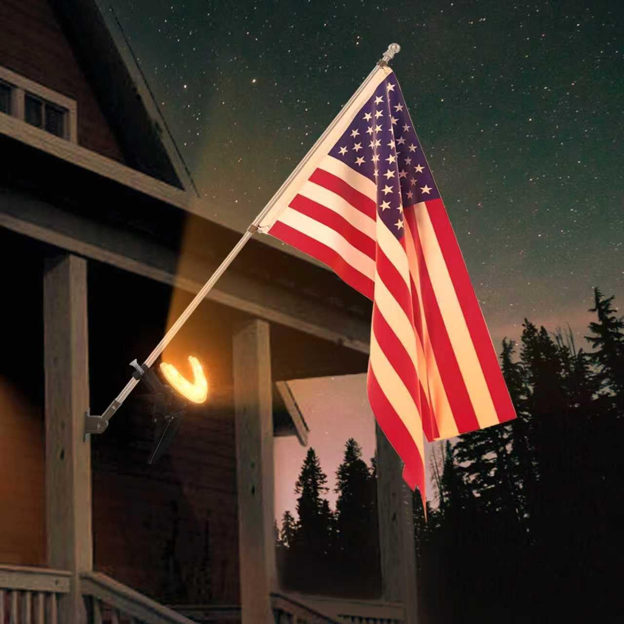 Solar Flag Pole Light, Flagpole Light Solar Powered, 3000K Warm LED Flag Spotlights, Upgraded 2200mAh, Adjustable Bracket & Metal Clamp Fits 1-1.5" Flagpole, 8-12 Hr, Black