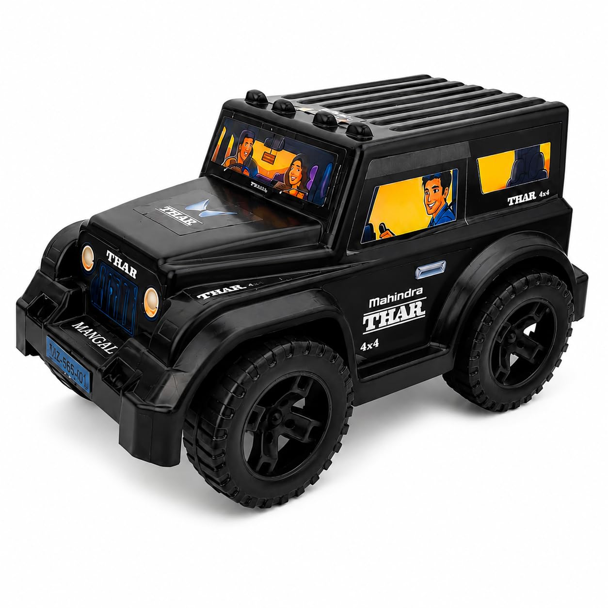 Mahindra Thar Toy Car for Kids, Big Size Push & Pull SUV Toy Vehicle with Large Wheels, Durable ABS Plastic Off Road Jeep, Friction Powered Toy Car for Boys & Girls Age 3+ Years, Black-image-35
