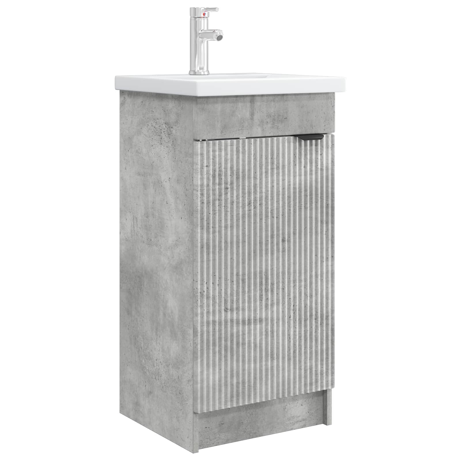 Mueble de baño con lavabo gris hormigón de 42 cm con grifo y armario 1