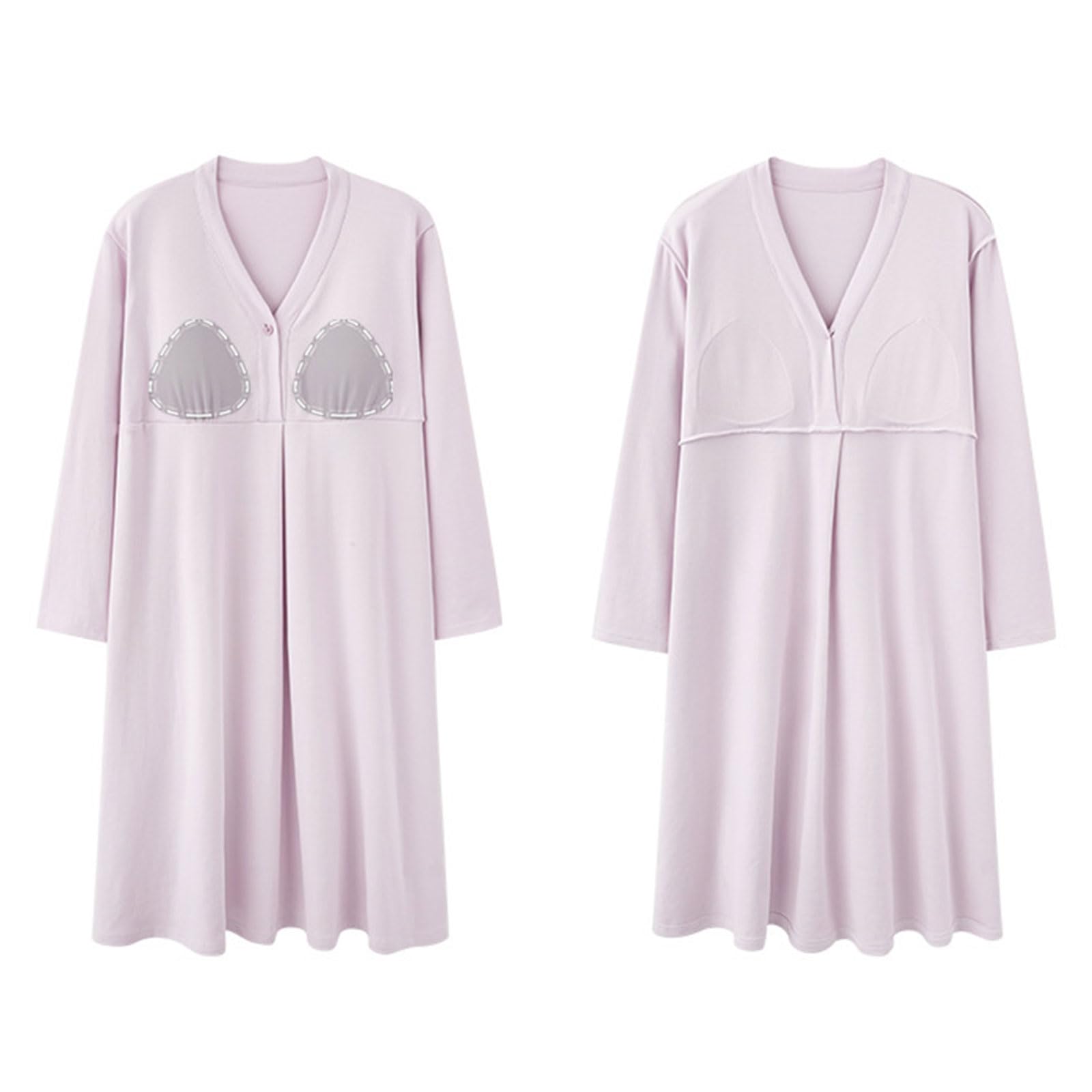 Abito da notte per maternità vestibilità ampia Camicia da notte liscia per allattamento con reggiseno integrato Vestiti per l'allattamento al seno per la gravidanza Camicia da notte morbida