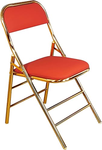 Miniatura 7 de QQXX Silla plegable con asiento acolchado de piel sintética silla plegable de metal portátil con respaldo silla de oficina básica silla de