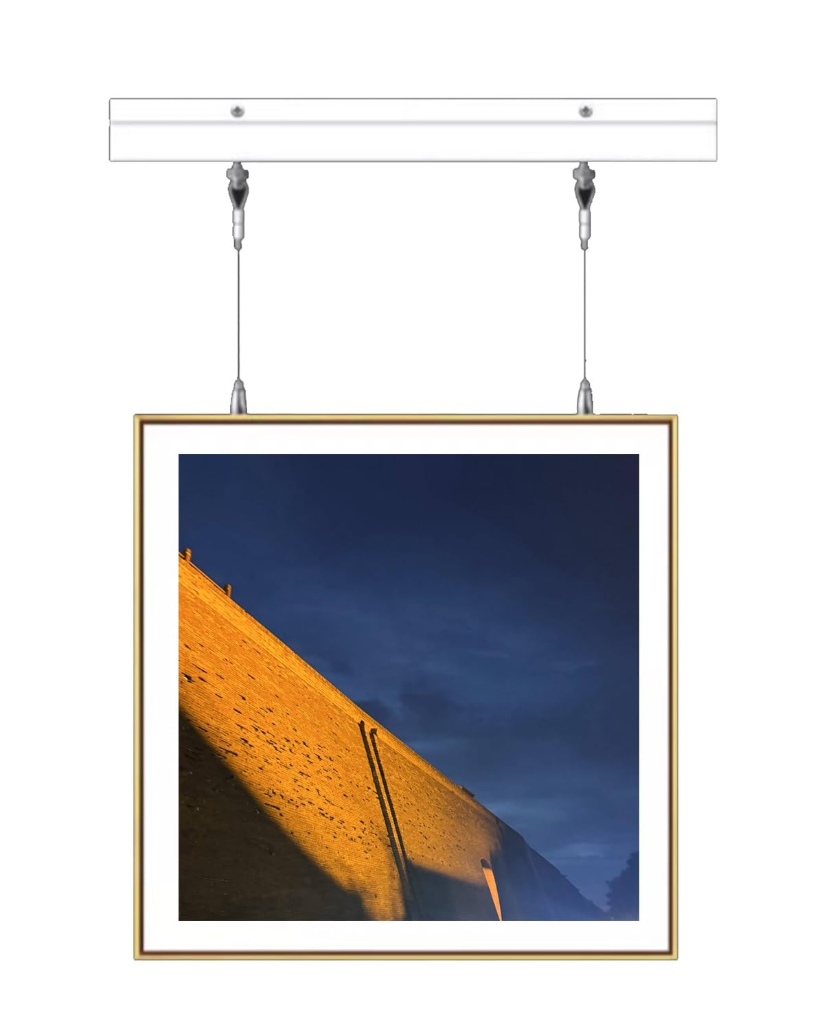 Sistema di binari Regolabili per Appendere Quadri con Ganci e Kit di Cavi - Ganci Bianchi per gallerie d'Arte in spazi pubblici, Cavo da 1,5 m e Binario da 162 cm, Perfetti per esporre opere