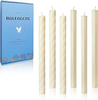 Dripless Unscented Ivory Yellow Spiral Taper Candles Smokeless Long Lasting Burn 10 Inch Elegant Roman Column Candlesticks for Home Décor Holiday Gift,Set of 6