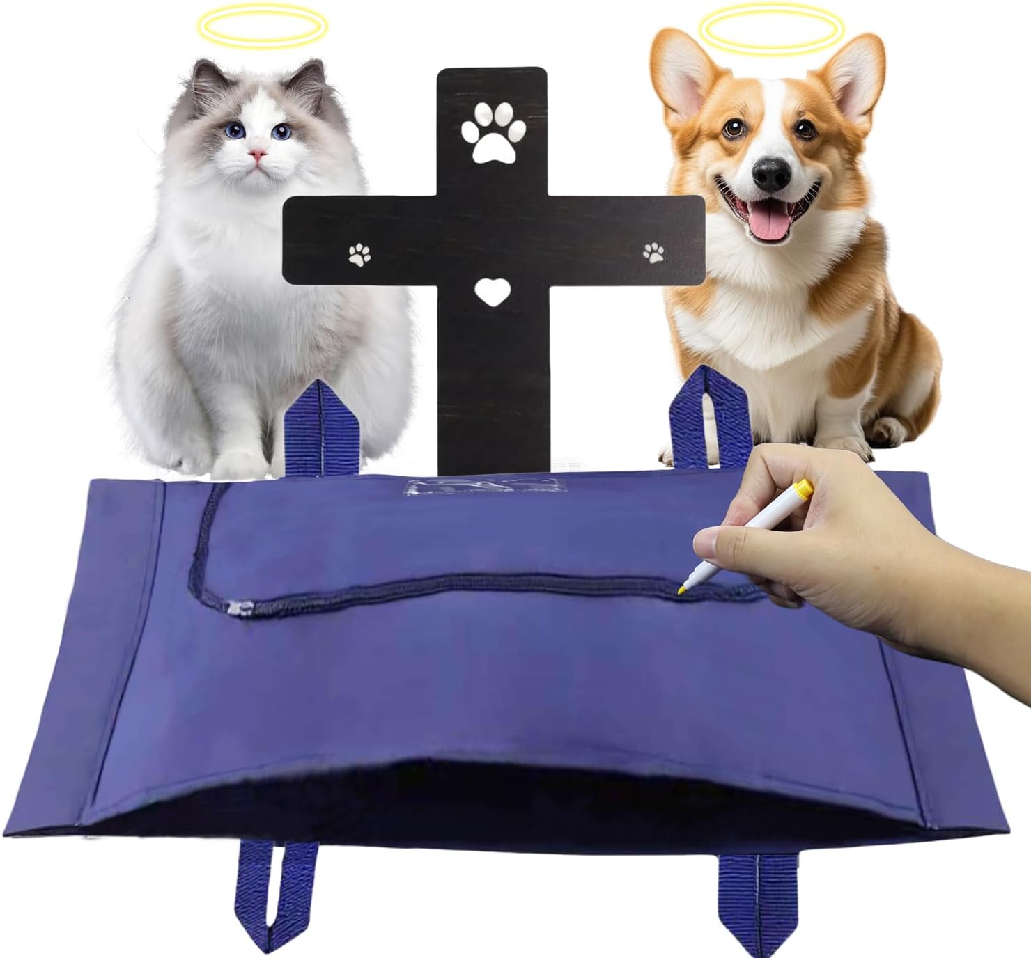 Eco-Friendly Pet Casket Body Bag, Pet Burial Bag Caskets for Dogs and Cats, Dog Body Box for Burial and Cremation by Customizing with Your Own Words for All Pets