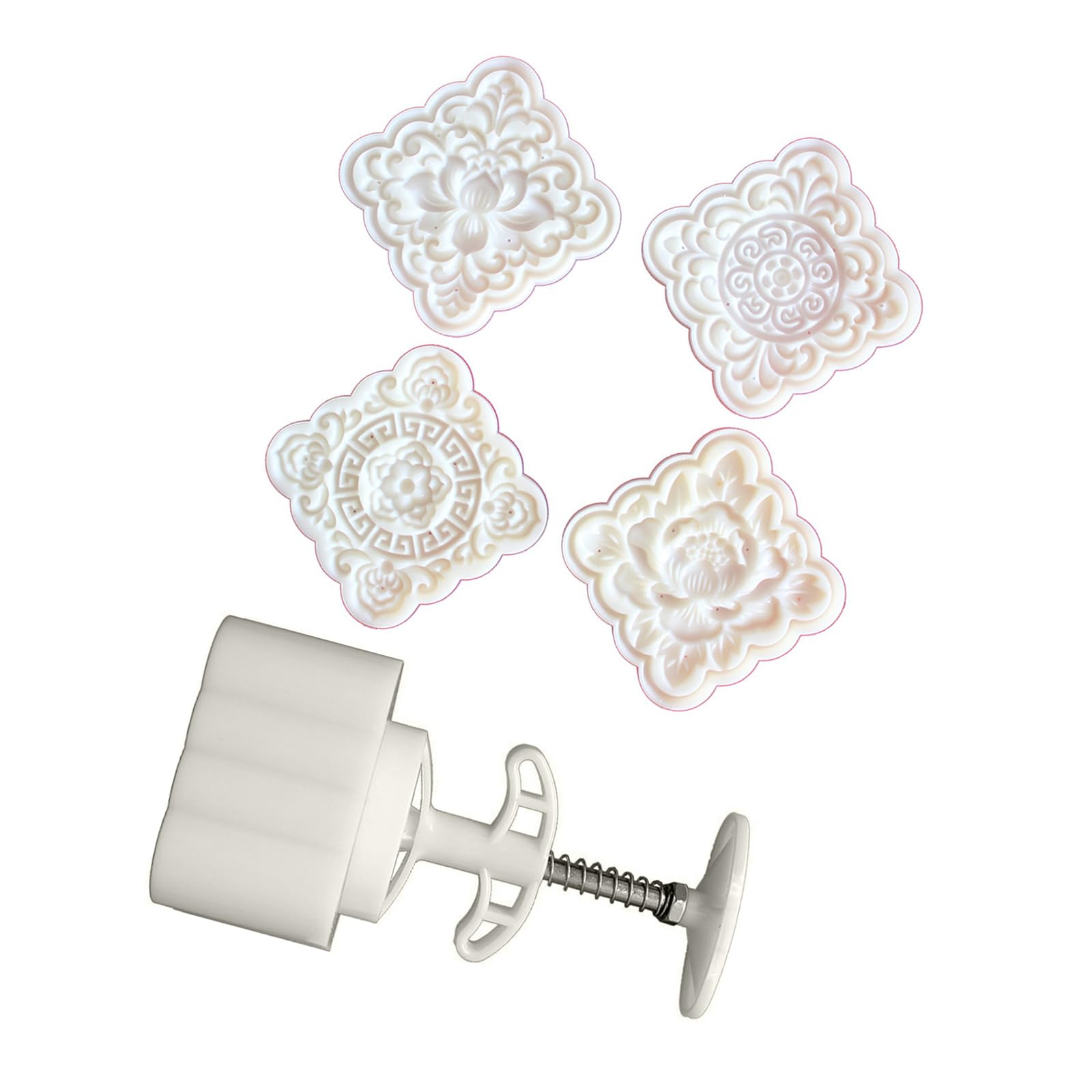 ZEPFJHE Floral Baking Press Molds 4 Stamps Hand Press Tool for Handmades Cake Cookie and Confectionery Creation Dessert Molds