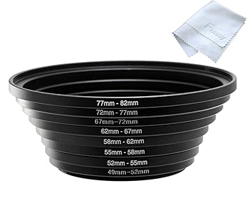 Fotasy SRU Anodized Black Metal Step Up Ring Set 49-52mm 52-55mm 55-58mm 58-62mm 62-67mm 67-72mm 72-77mm 77-82mm