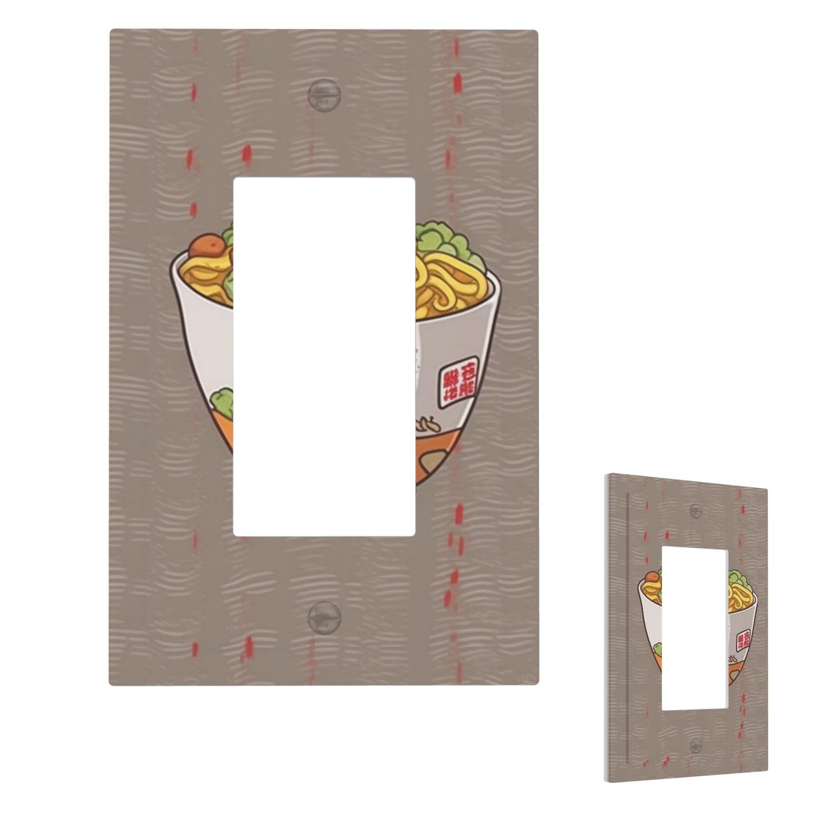 Fekiloot 1 Gang Egg Cup Noodle Ramen Wall Plate Cover Modern Decorative Light Switch Cover Unbreakable Receptacle Outlet Covers For Living Room Bedroom Home Decor