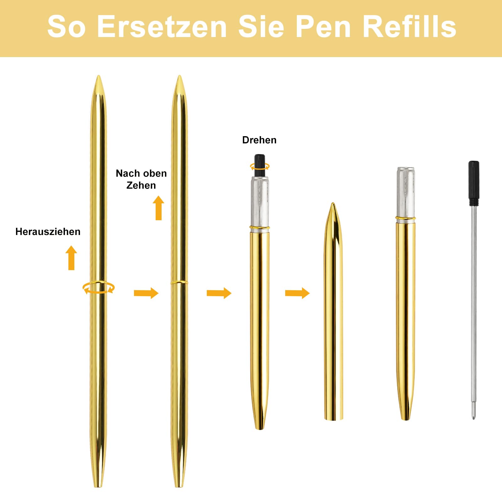 24 Pezzi Penne a Sfera in Metallo Penna a Sfera Nere 1,0mm con 24