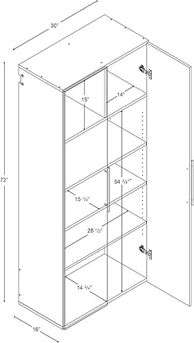 Miniatura 87 de Prepac HangUps - Armario de almacenamiento grande, color gris claro inmaculado de 36 pulgadas con estantes y puertas de almacenamiento, ideal para