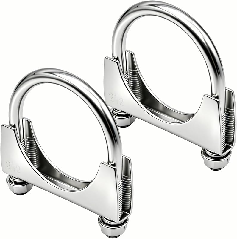 Abraçadeira U para escapamento SKYMIRO 2,5 polegadas em aço inoxidável 304 – Par com 2 unidades
