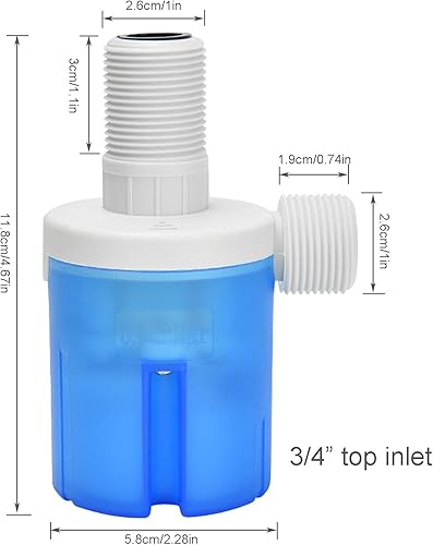 Miniatura 18 de Válvula de flotador 3/4 "entrada lateral macho válvula de control automático de nivel de agua para tanques, torres, piscinas, canales, acuarios