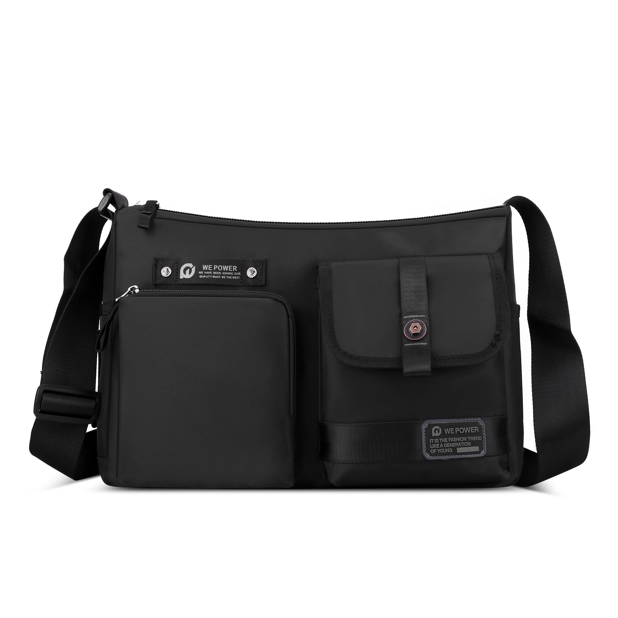 VARLIVOO Borsa a Spalla Uomo Borsa a Tracolla per Laptop da 15 Pollici Grande Borsa Messaggero Multitasche per Sportivo Ciclismo Trekking Nylon Nero