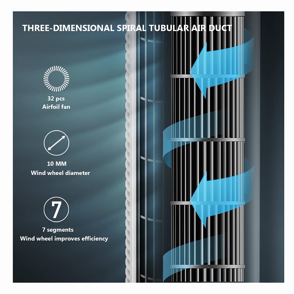 ZXCVB Ventilador De Torre Oscilante,90cm, Oscilación De 80° 45W, 3 Velocidades, 3 Modos Ventilador Super Silencioso,Ventilador Columna Con Mando A Distancia,90cm