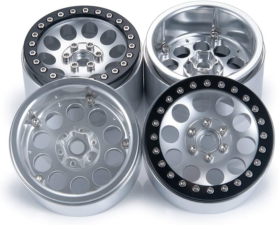 RCLIONS 4PCS Aluminum Alloy 2.2" Beadlock Wheels Rims 35mm for 1/10 RC Rock Crawler Car Axial Wraith 90018