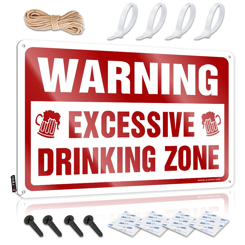 Warning Excessive Dring Zone Plaque Hanging | Plastic Gift For Coworker Decorative Wall Art(20X30CM)