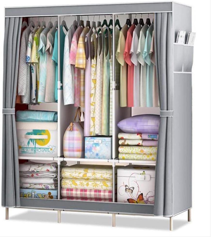 Cloth Wardrobe Clothes Closet, Portable Closet Wardrobe Storage Closet Standing Closet Fabric Cabinet Portable Wardrobe,Gray_125*45 * 168cm
