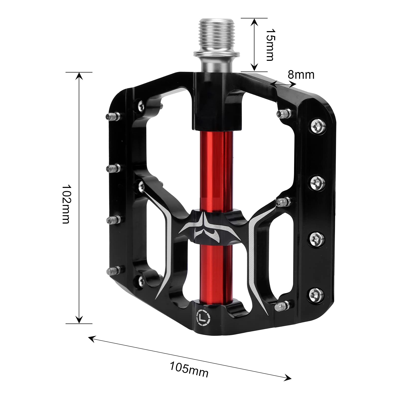 HUIOP Pedal de Bicicleta Pedal de Plataforma 3 Rodamientos Acero Al Cromo Molibdeno Duradero para Ciclismo Negro 120 X 105 Mm