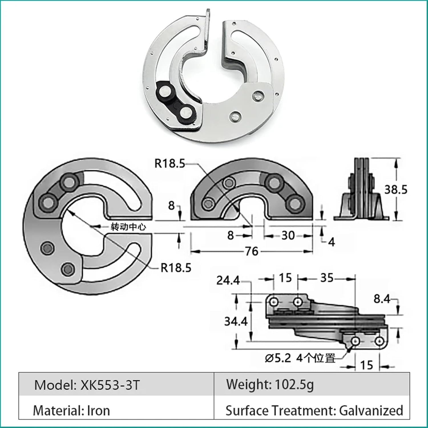 Hidden 90 Degree Hinge Industrial Equipment Cabinet Door Carbon Steel Sliding Limit Hinge Fixed Bisagras Furniture Hardware(180 Degree Iron)