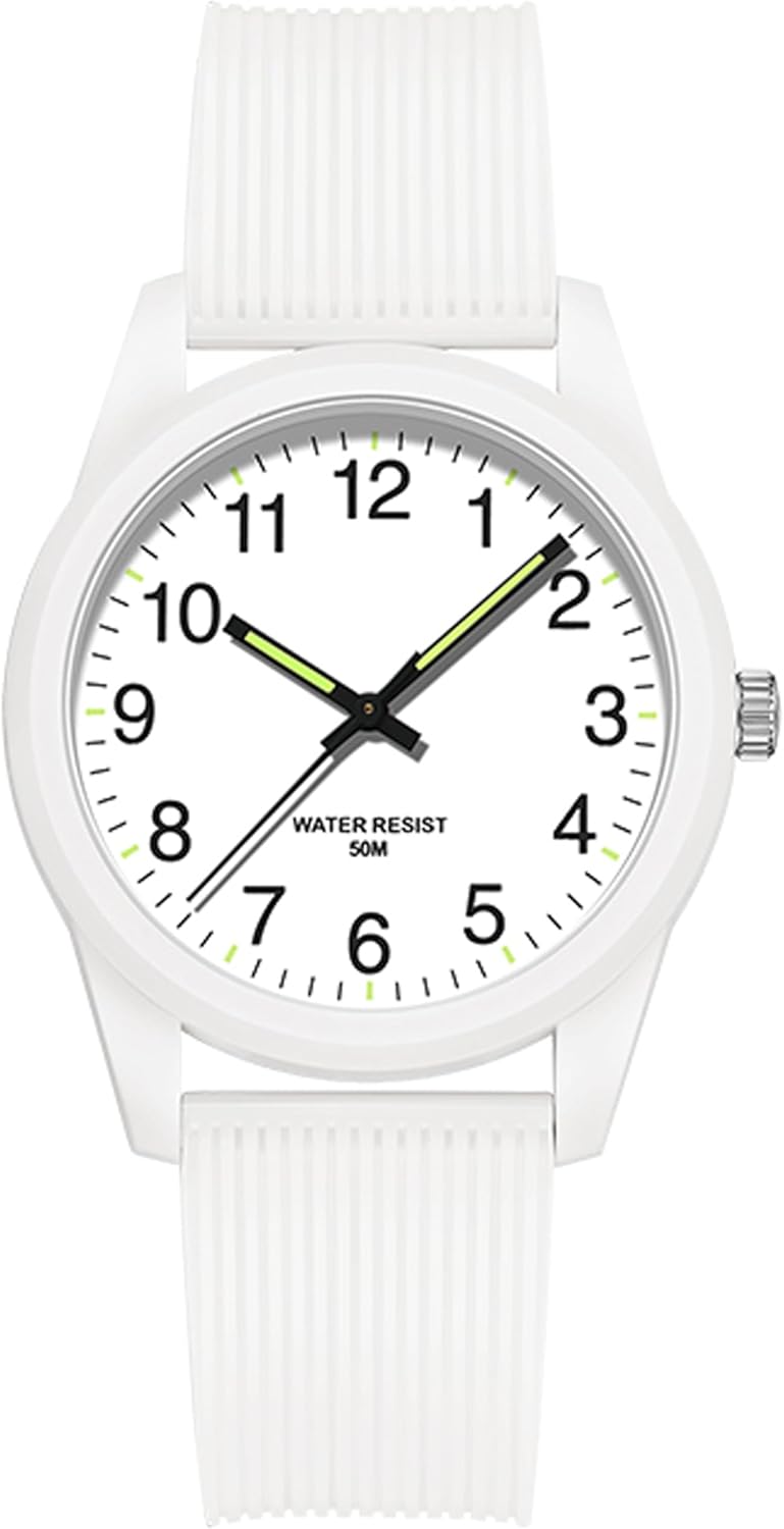 Pink Women's Watches Ladies Wrist Watch 5ATM Waterproof Minimalist Simple Design Luminous Analog Quartz Wristwatch Silicone Strap