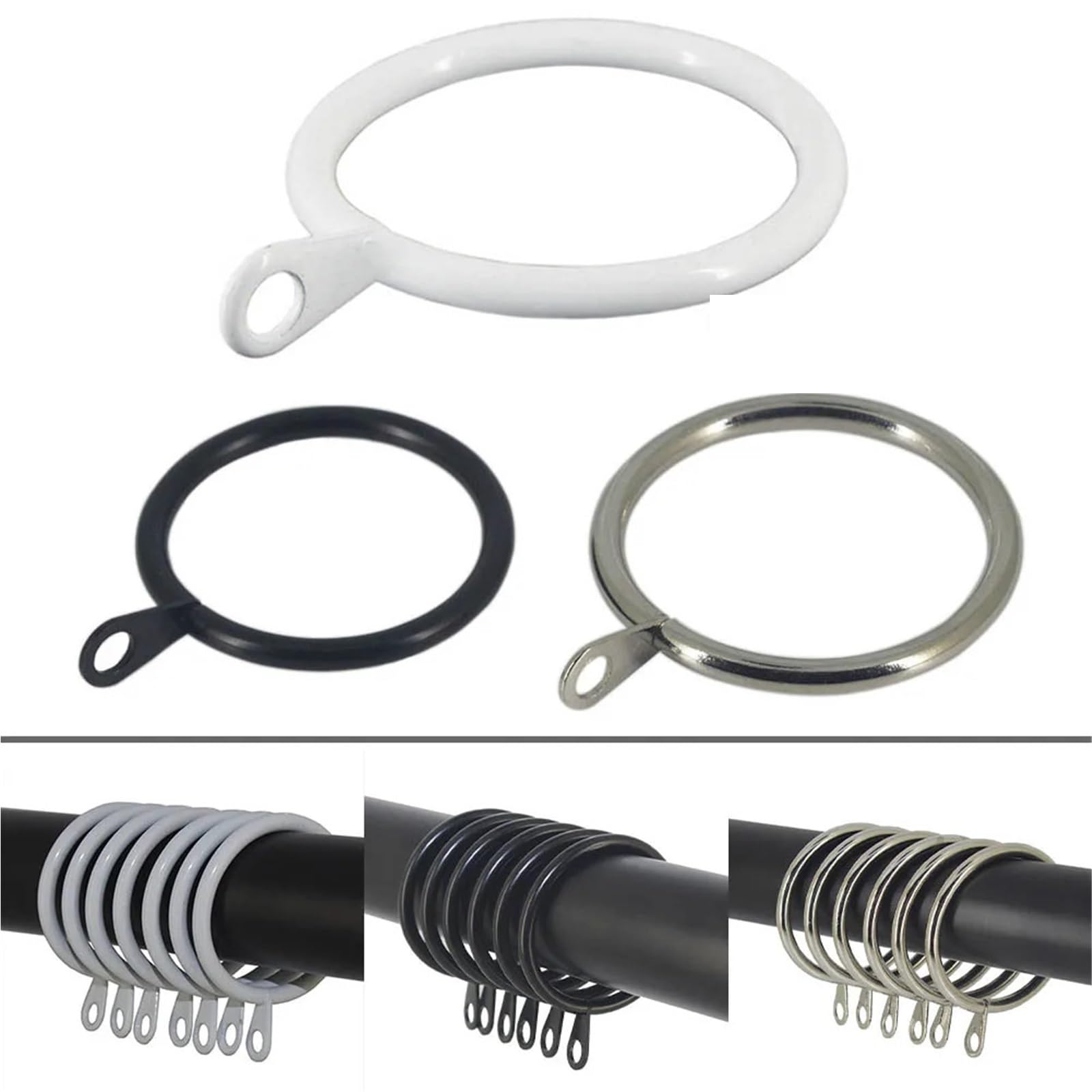Anelli per tende, Anelli for tende con occhielli Ganci for appendere in metallo da 240 pezzi for e tendaggi appesantiti, tenuta universale