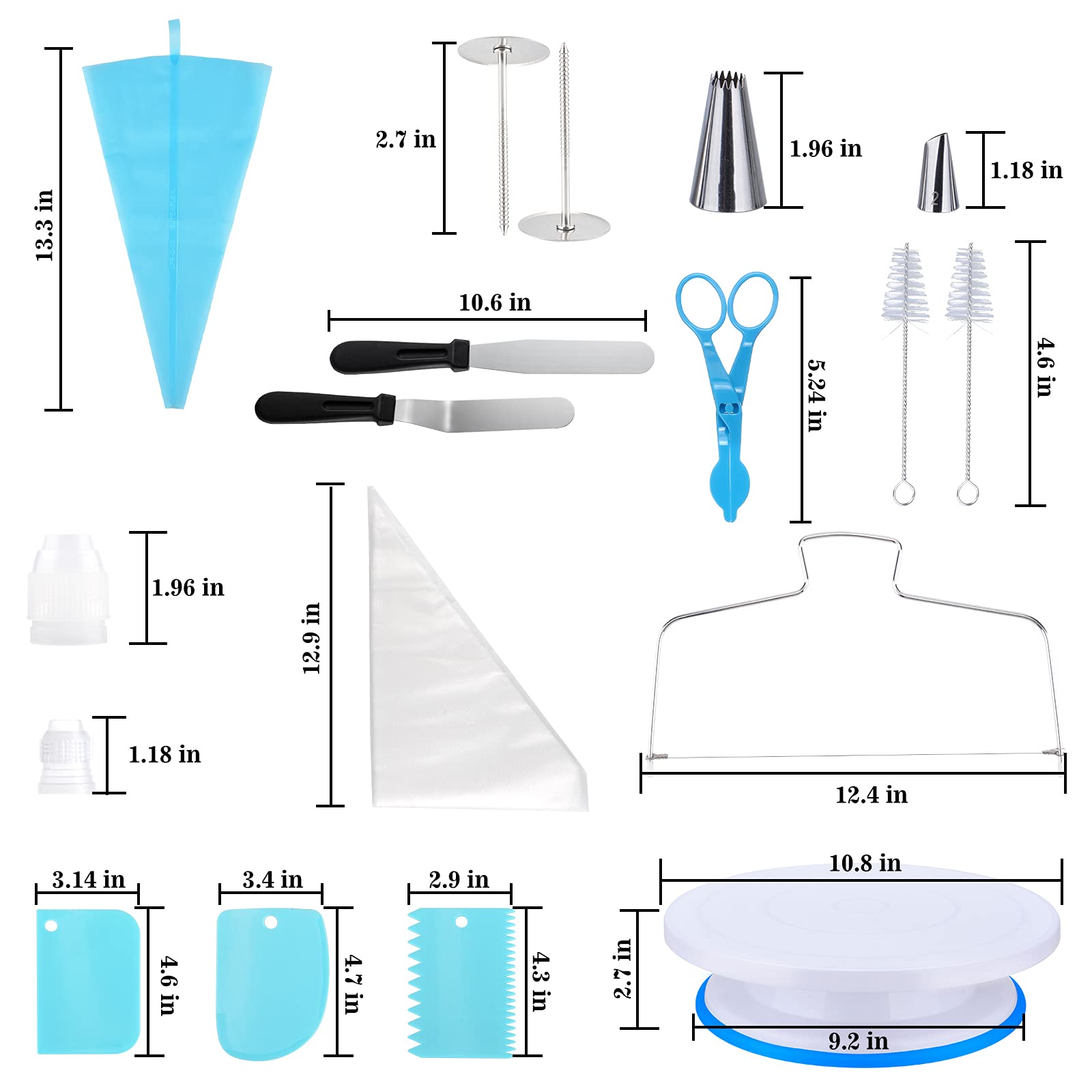 75Pcs Plato Giratorio para Tartas Ninonly Reposteria y Pasteleria Utensilios con Boquillas, Manga Pastelera, Raspadores de Pastel, Espátulas Glaseadas, Smoothe, Uñas de Flores, Cake Cutter