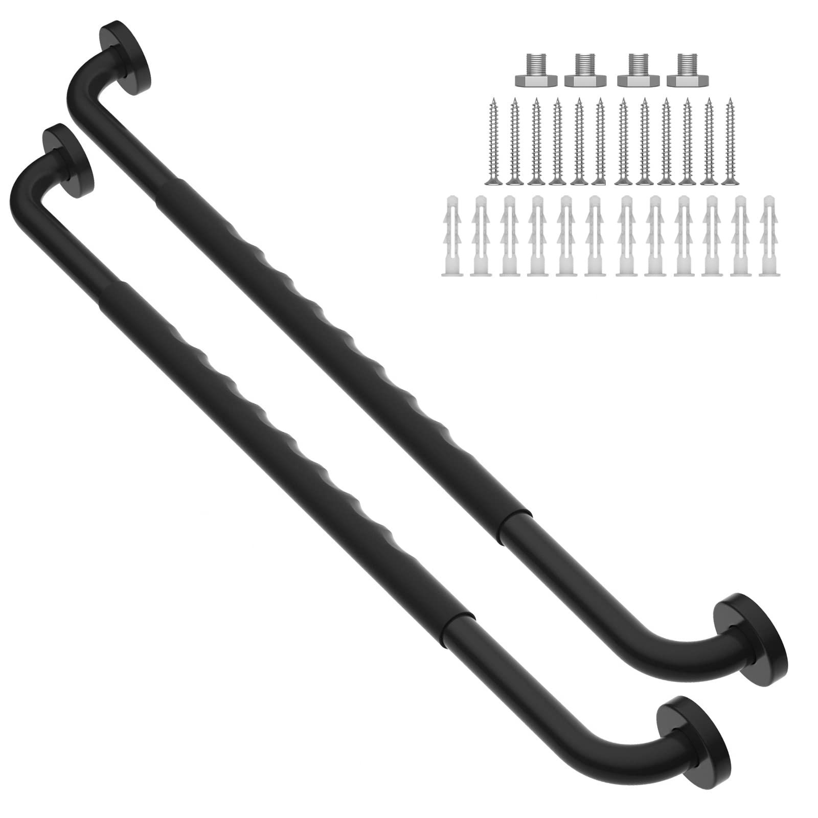 2 Pack 32 Inch Anti-Slip Shower Grab Bars w/Rubber Grip, iMomwee Stainless Steel Bathroom Wall Mount Matte Black Grab Bar Handle, Safety Balance Handrail, Handicap Elderly Senior Assist Bath Handle