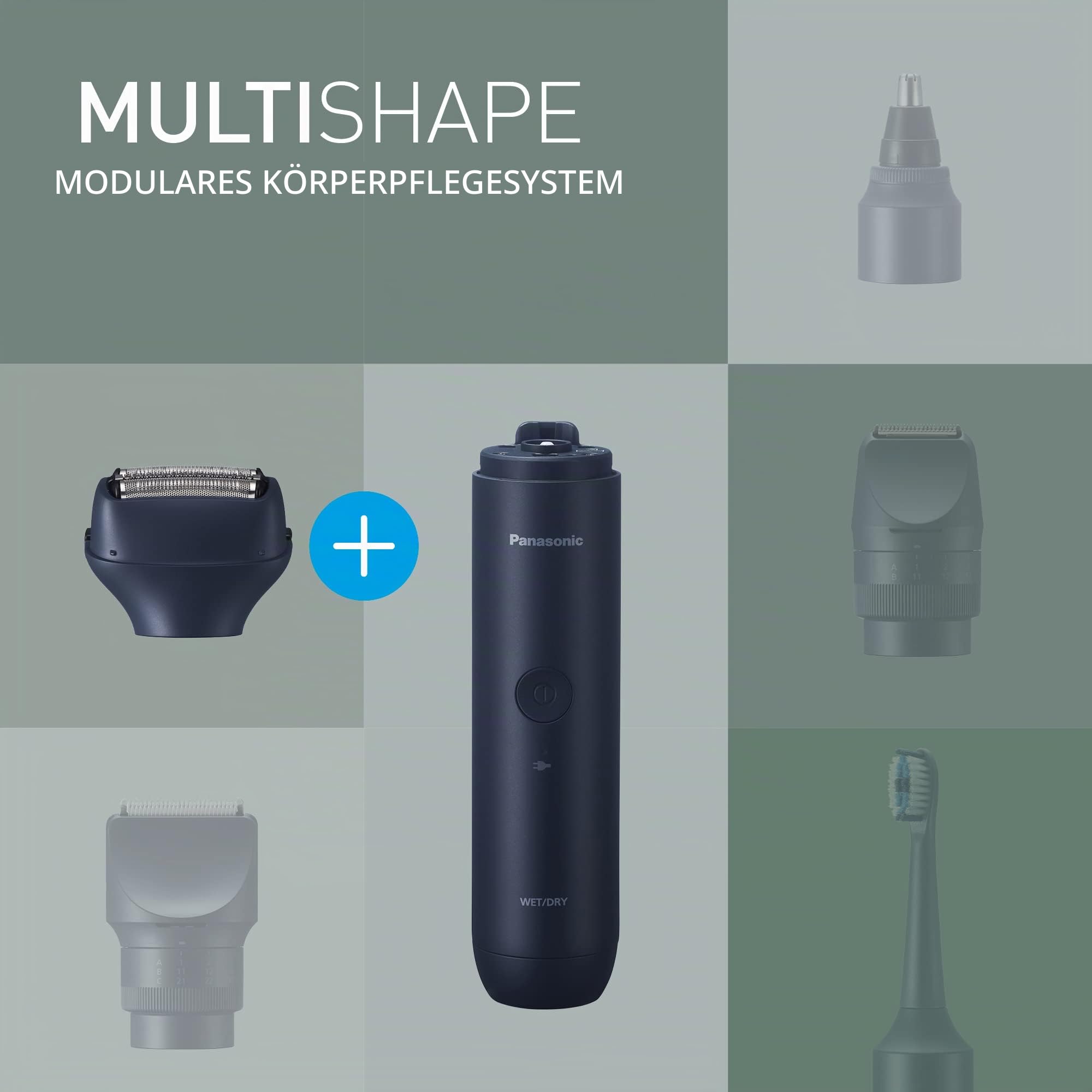 Panasonic MULTISHAPE modulares Körperpflege-System ER-CSF1, 3-Klingen-Scherkopf für Männer mit wiederaufladbarem Ni-MH-Akku