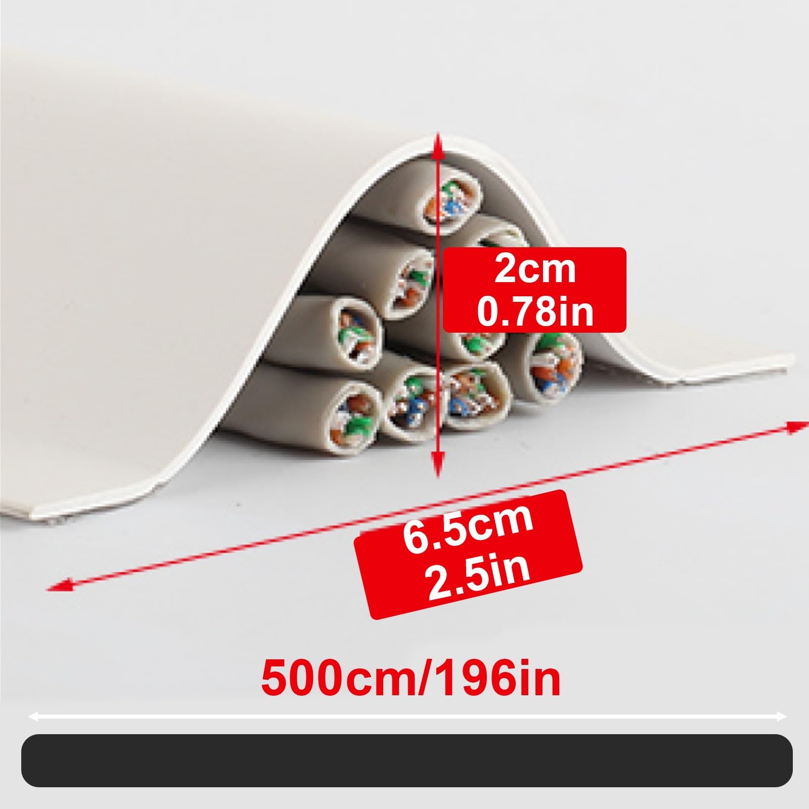 500 cm Canalina Passacavi Calpestabile, Copricavo in PVC con Supporto Autoadesivo, Taglio e Giunzione Su Misura per Animali Domestici