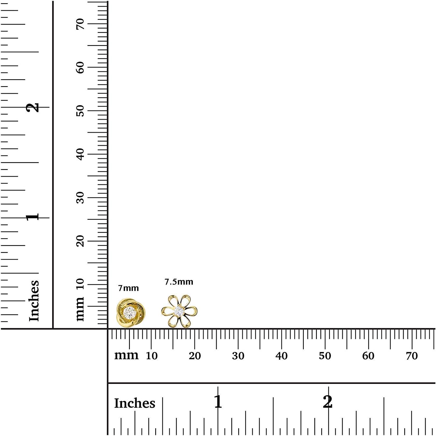 Solid 14K Yellow Gold Hypoallergenic Polished AAA Cubic Zirconia Simulated Diamond Stud Earrings - Image 3