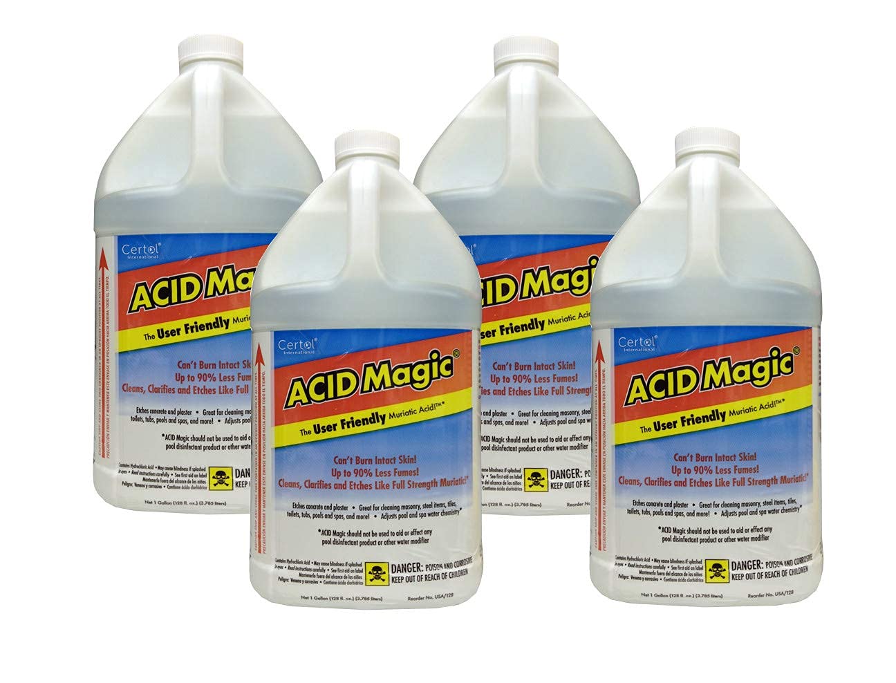 Acid Magic, Muriatic Replacement Acid, 4 Pack of 1 Gallon Bottles Pack of 2