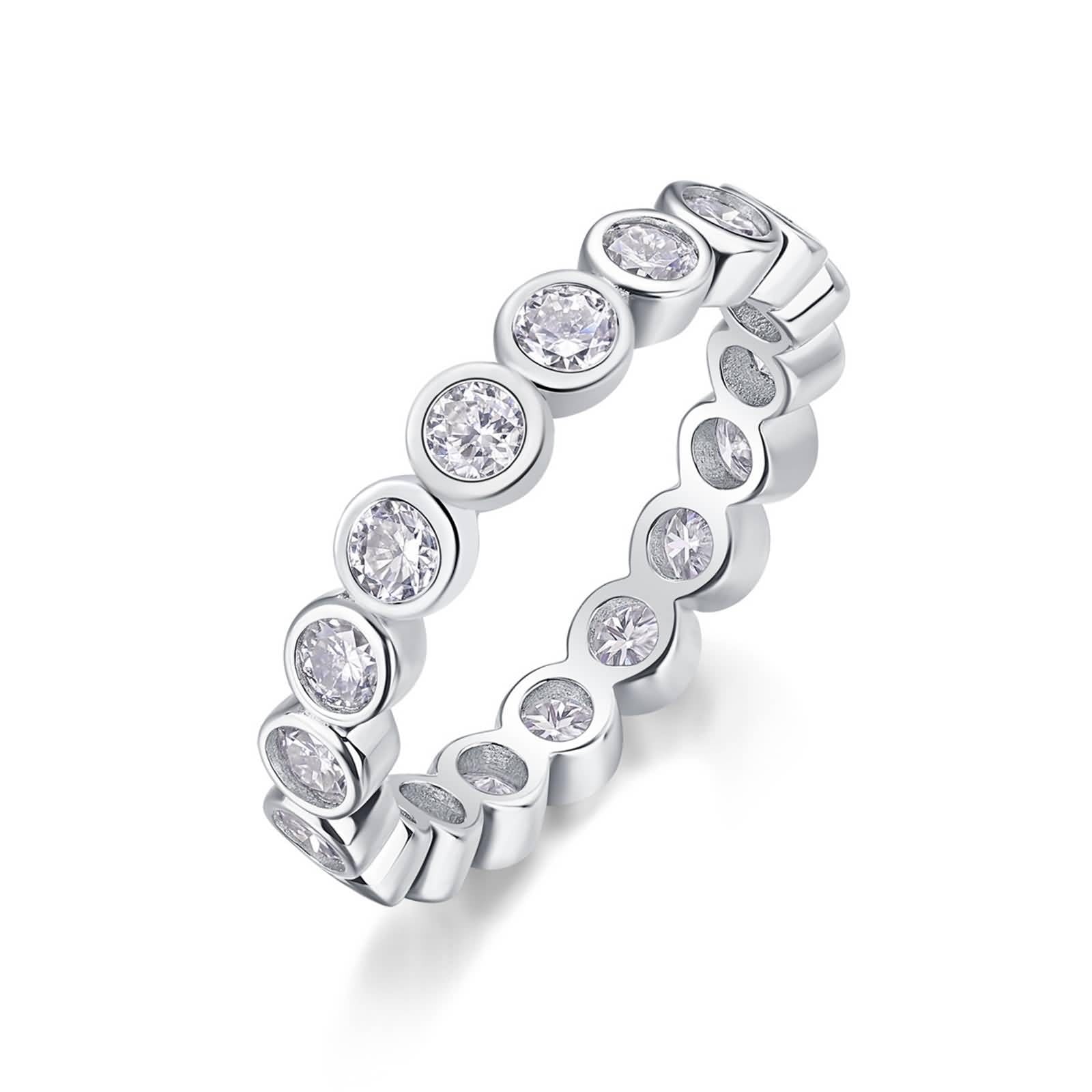 Anelli di fidanzamento, anelli di nozze 3 mm, in argento bianco 18 carati, misura 49 (15,6)