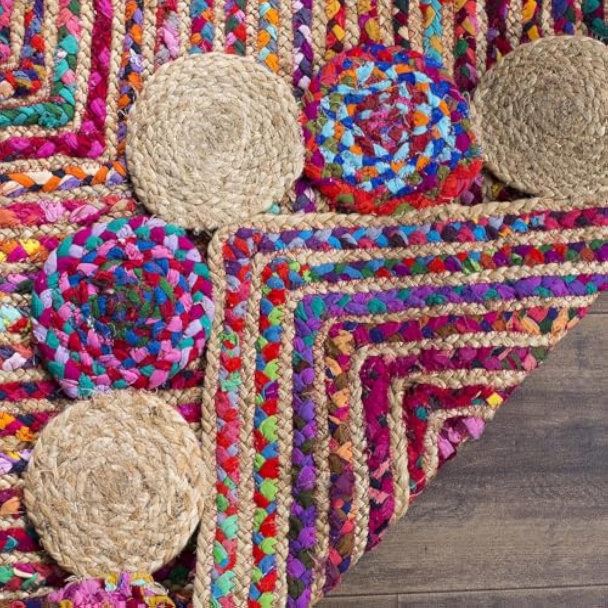 Jute Braided Reversible Hand Woven Rectangular Rug Carpet Mat