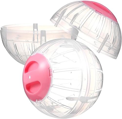 POPETPOP 2 juguetes de hámster, pelota de ejercicio transparente, rueda de hámster para hámsteres enanos, mascotas pequeñas, correr para aumentar la