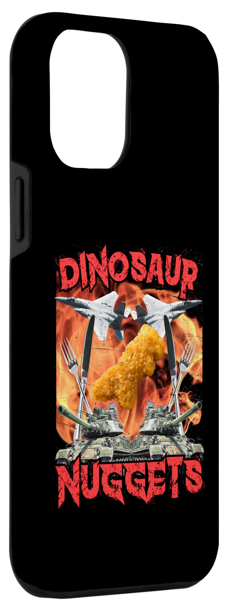 iPhone 15 Pro Max Funny Dinosaur Chicken Nugget Bootleg Hardcore Flames Meme Case - Image 3