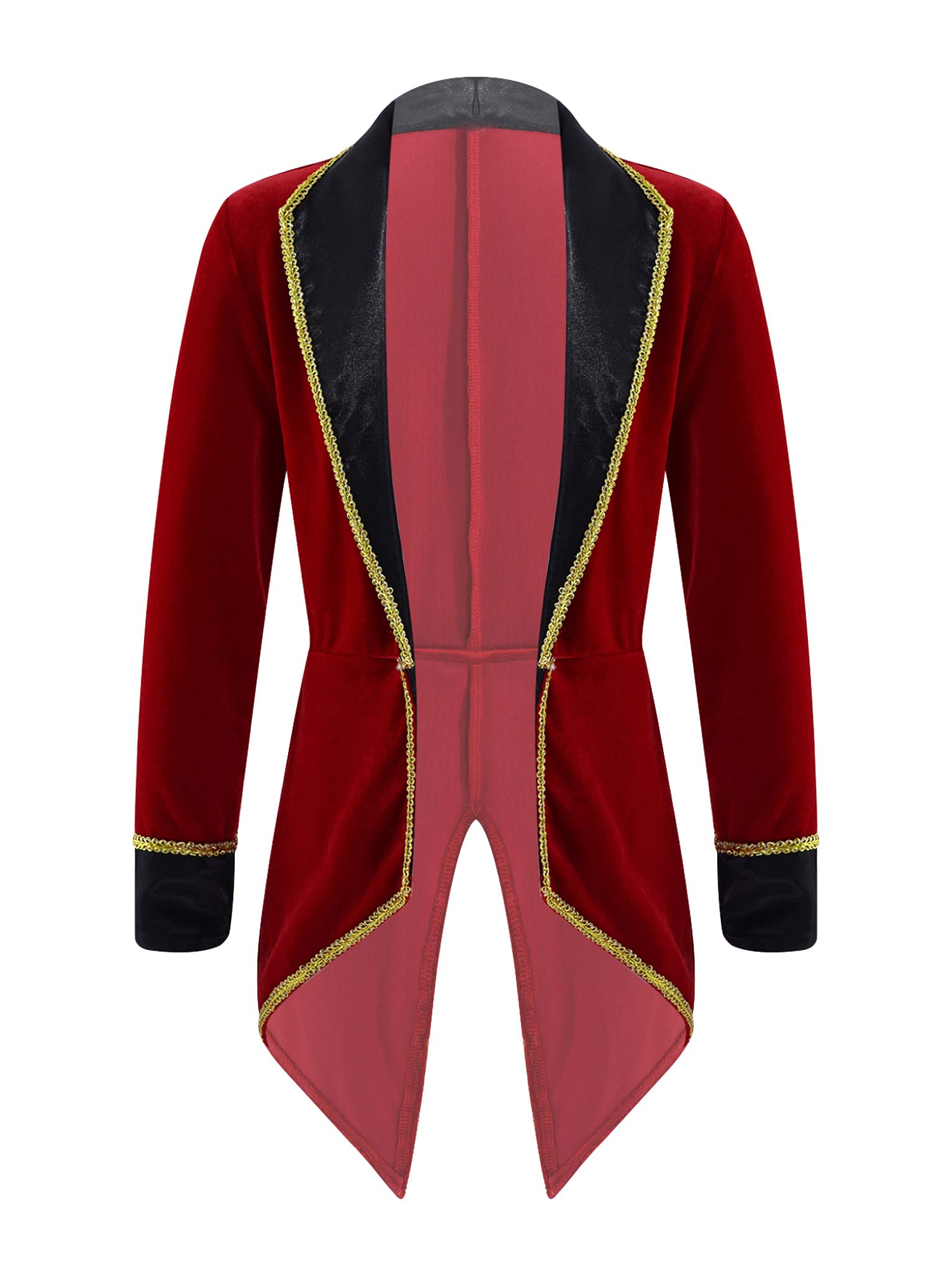 Zaldita Kids Boys Circus Ringmaster Costume Renaissance Steampunk Tailcoat Jacket Coat Halloween Theme Party Jacket Burgundy 15-16 Years