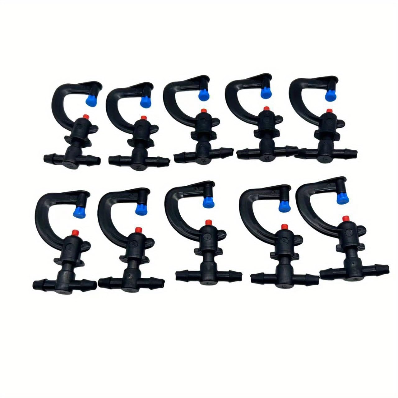 WOVSTNOV 10Pcs Atomizing Nozzle Drip Irrigation Sprayer 10Pcs Tees Atomizing Micro Sprinkler Garden Cooling Irrigation Equipment for Lawn Vegetables Greenhouse (WP5-4-1)