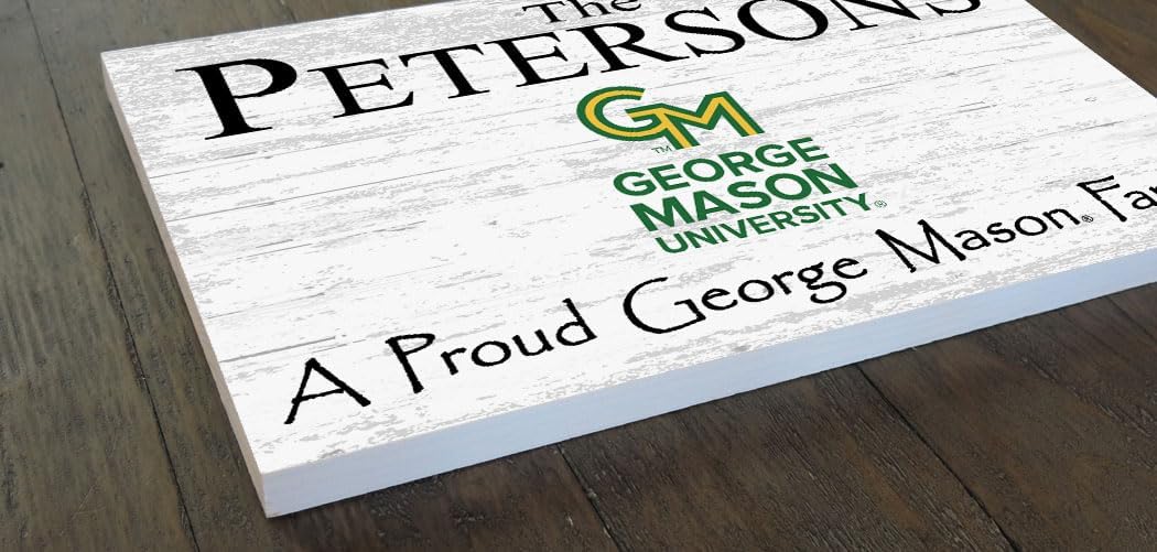 George Mason University Name Sign Solid Wood for GMU Patriots Family, Fans, Alumni, Students or Graduation (Proud George Mason Family)