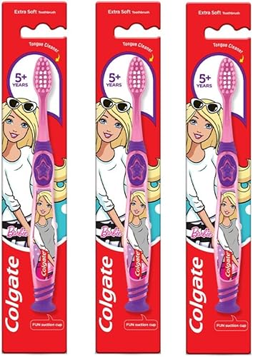 Colgate Cepillo de dientes de sirena con ventosa para niños de 5 años en adelante, extra suave (los colores varían), paquete de 6