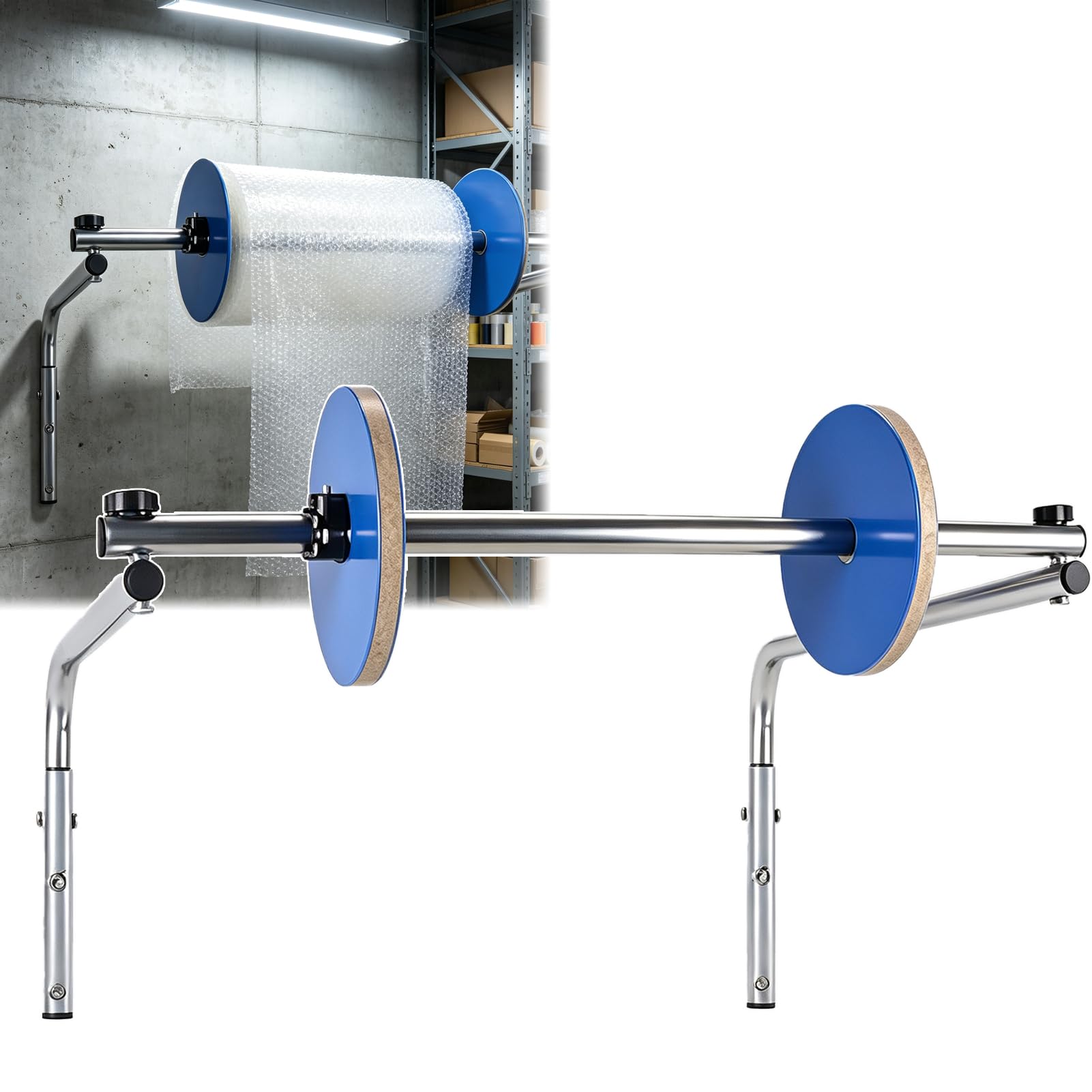 AVSMGP Dispenser A Parete per Rotoli Pluriball per Imballaggio E Spedizione | Supporto in acciaio laminato a freddo Dispenser per rotoli di pluriball, perfetto per magazzini, fabbriche e traslochi