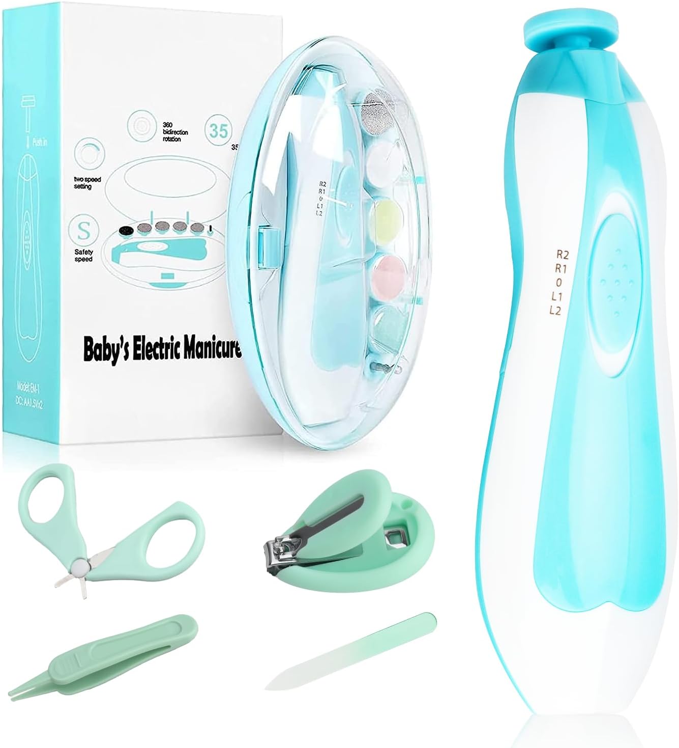 Baby Electric Nail File, 8 in 1 Safe Baby Nail Trimmer, Baby Nail Clippers with 6 Grinding Heads and Light, Baby Nail Care Kit for All Ages Baby Electric Nail File, 8 in 1 Safe Baby Nail Trimmer, Baby Nail Clippers with 6 Grinding Heads and Light, Baby Nail Care Kit for All Ages