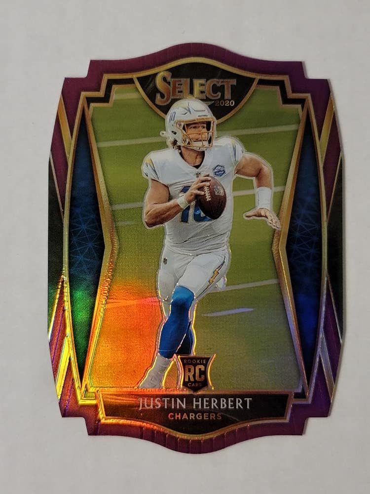 Football NFL 2020 Panini Select Purple Prizm Die-Cut #144 Justin Herbert Premier Level NM Near Mint LA Chargers