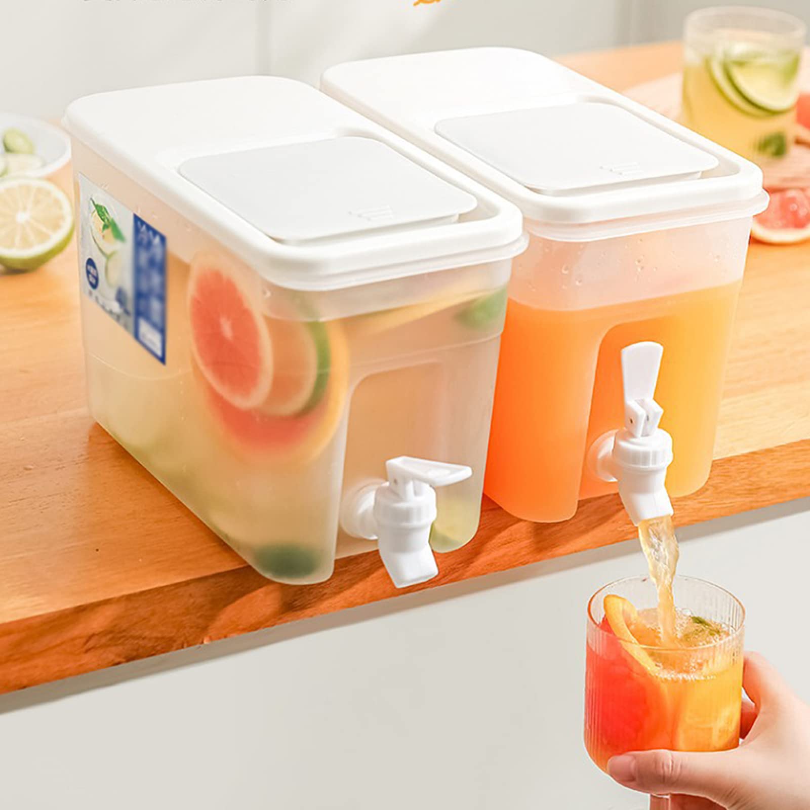Jarra De Agua De 4 L con Grifo, Infusor De Agua Helada Grande Reutilizable Cubos Fríos con Tapa, Dispensador De Bebidas De Plástico, Gran Capacidad, para Hacer Tés Y Zumos