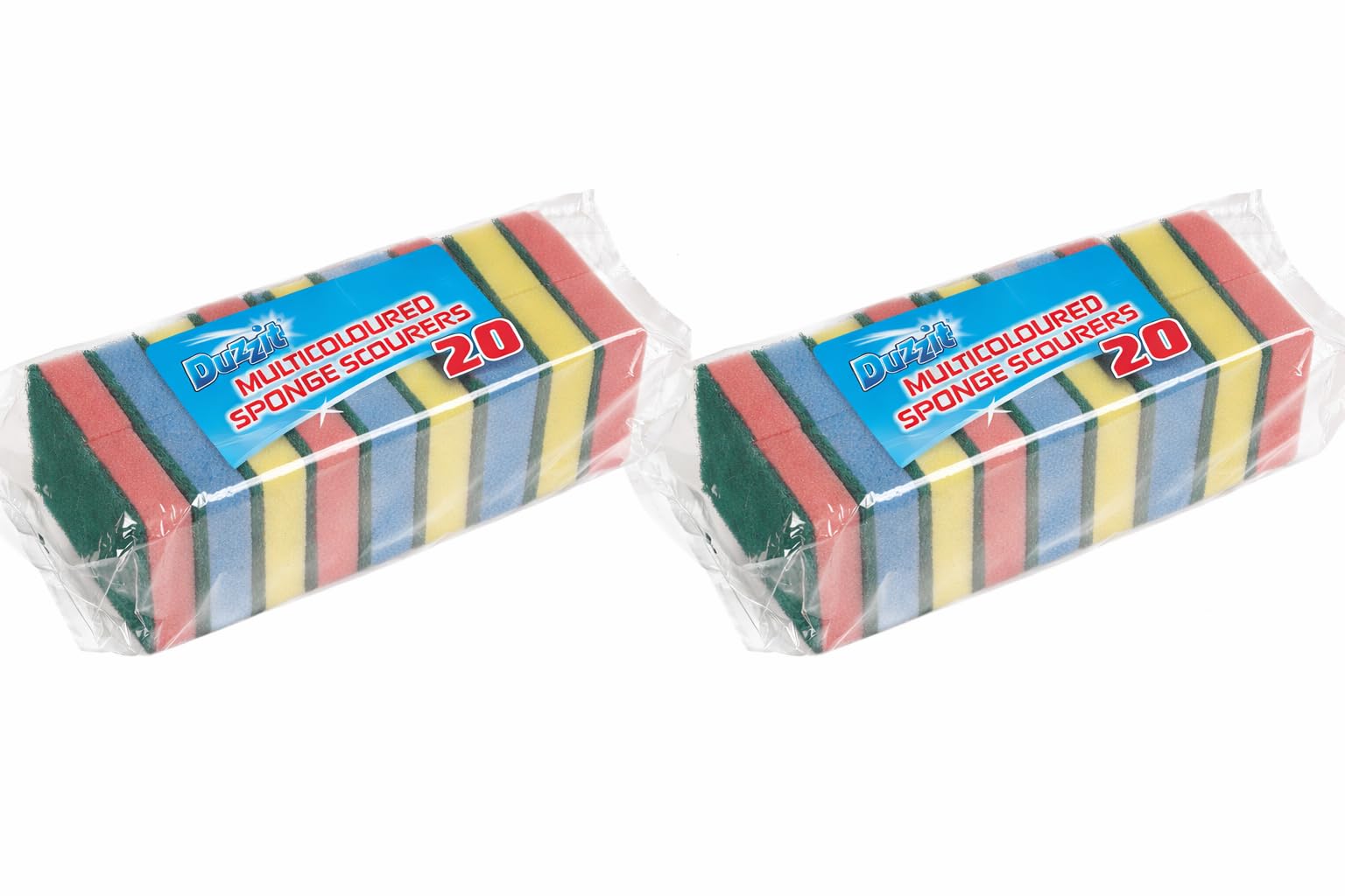 Supergift.com Yellow,Pink,Blue,Green 2X 20 Pack Multicoloured Sponge Scourers Dual-Sided Cleaning Sponges For Dishes, Pots And Pans, Kitchen Scouring Pads