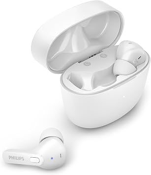 PHILIPS TAT2206WT/00 Earbuds, Adults In Ear Earbuds, Splash and Sweat Resistant, Bluetooth, Up to 18 Hours Play Time, Soft silicone Ear-Tip Covers in 3 Sizes, Built In Mic, White, Comfortable Fit
